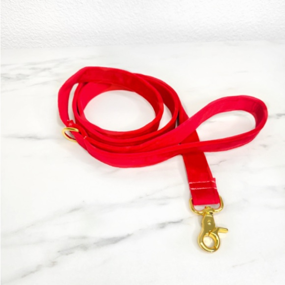 Red Velvet Dog Leash Luxe Pet Lead
